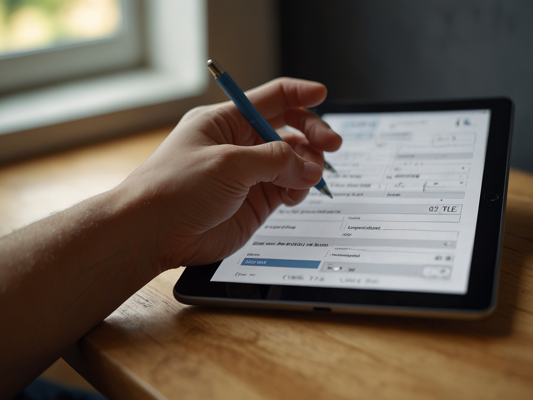 Formular Registrierung auf Tablet